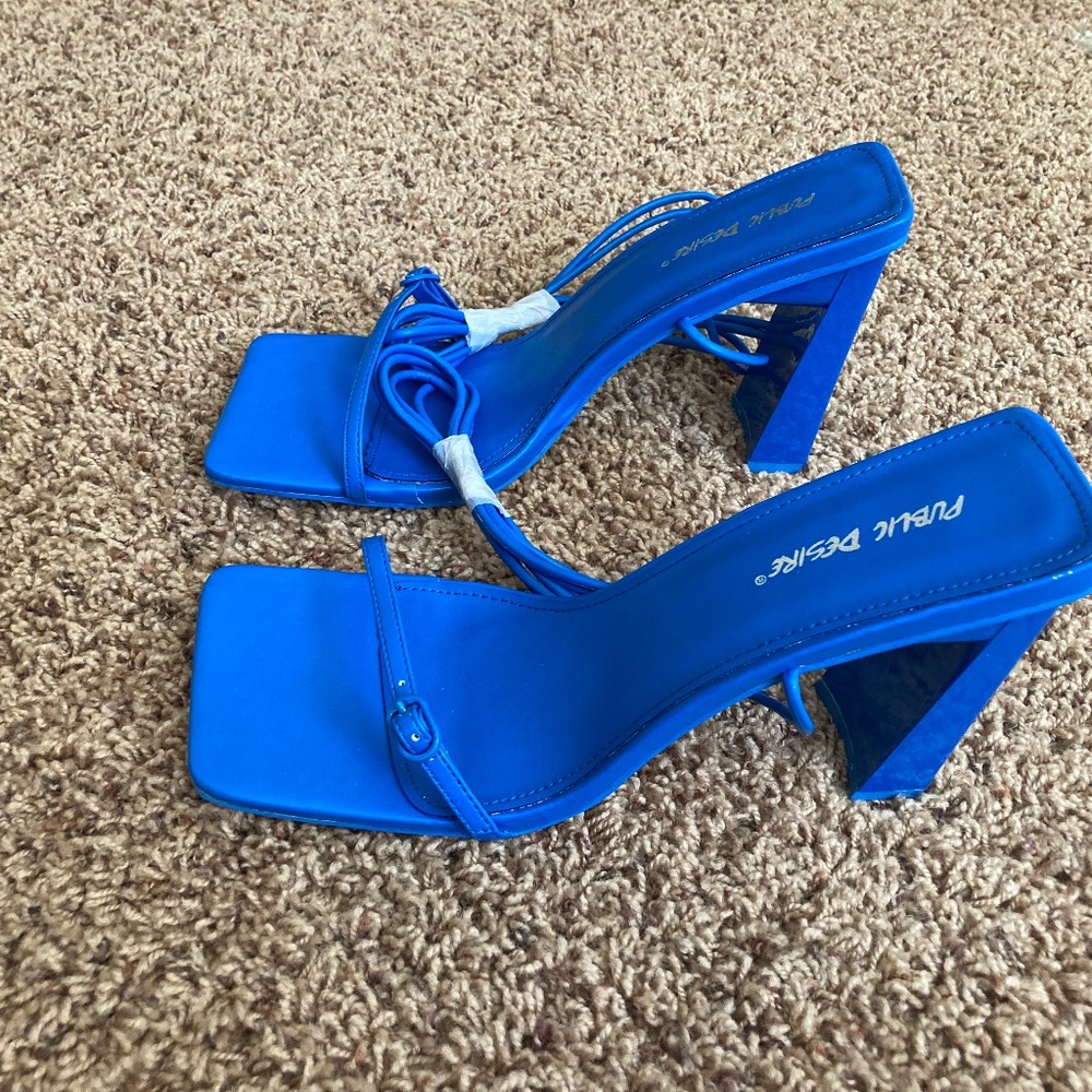 Blue Lace-Up Heels